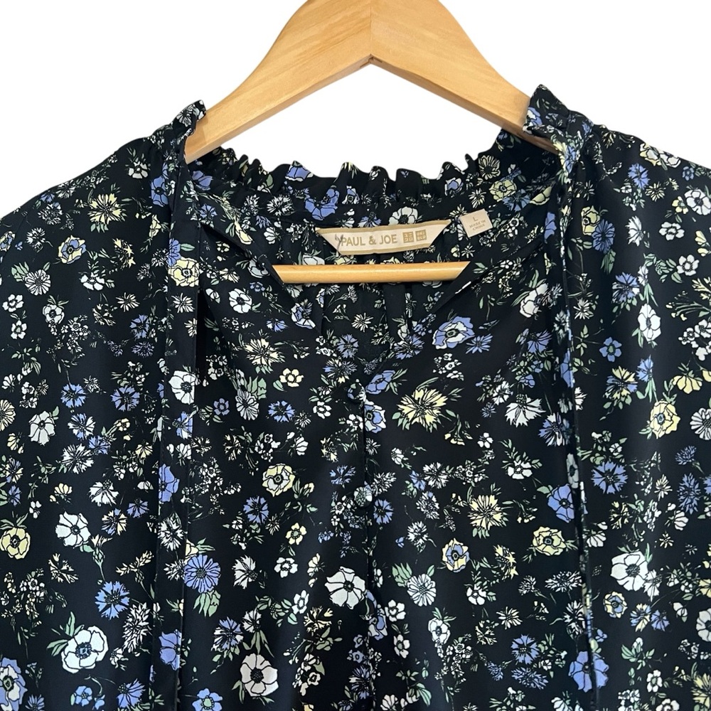Uniqlo x Paul & Joe floral short sleeve loose fit blouse L excellent condition - Picture 4 of 14